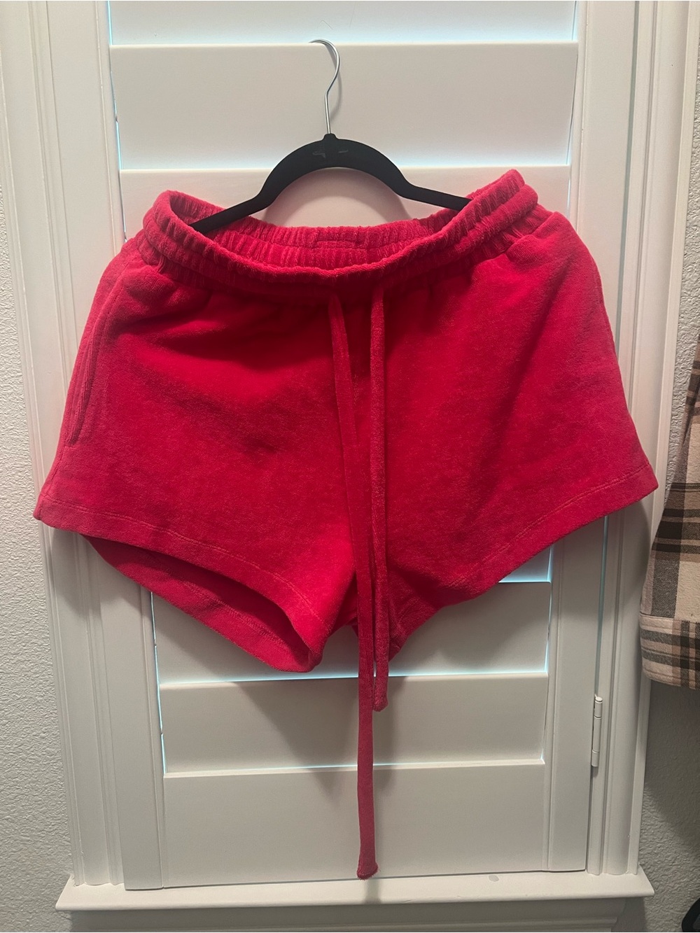 Terry Drawstring Athletic Shorts in hot pink